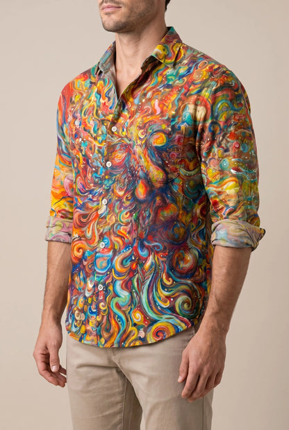 Chromatics | Buntes Herrenhemd Mit Abstraktem Muster