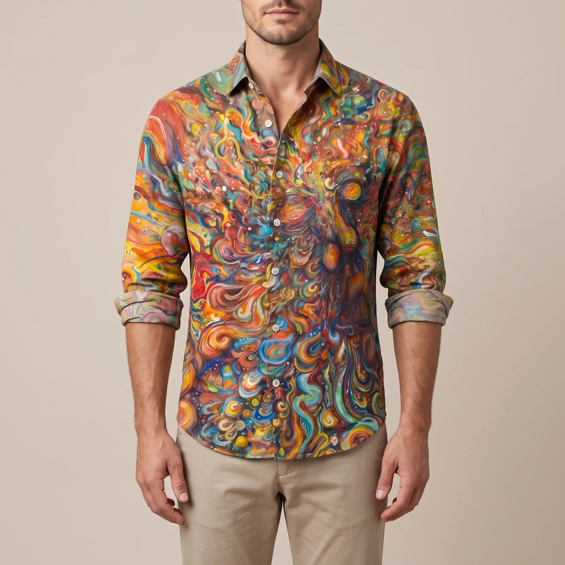 Chromatics | Buntes Herrenhemd Mit Abstraktem Muster