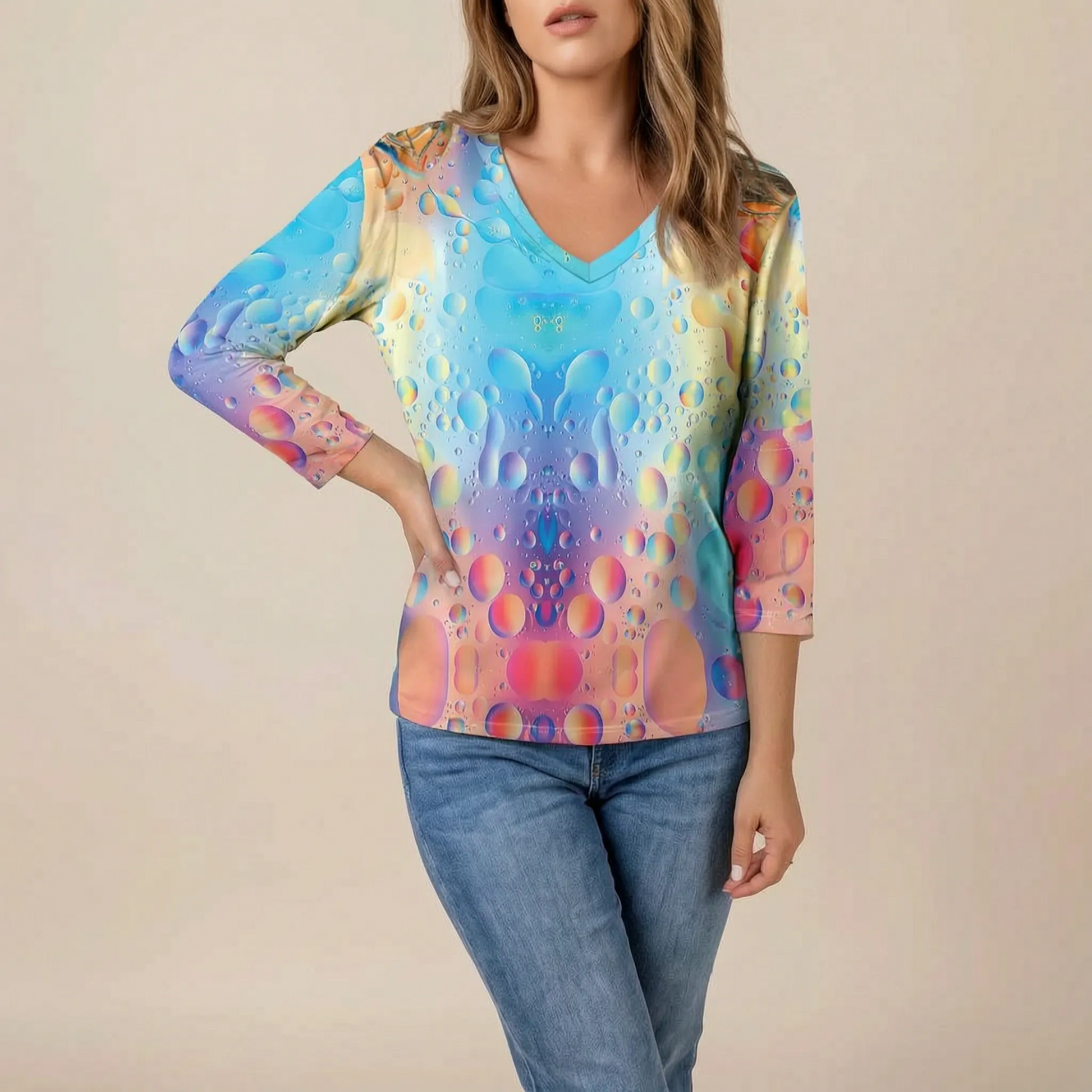 Chromis | Basic Damen Langarmshirt Mit V-Ausschnitt