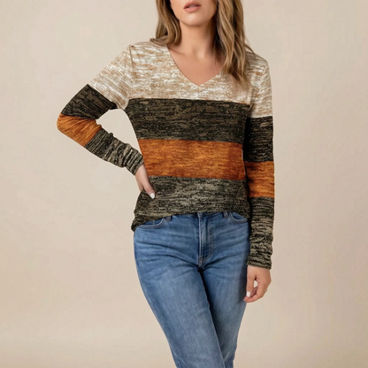 Chromis | Basic Damen Langarmshirt Mit V-Ausschnitt