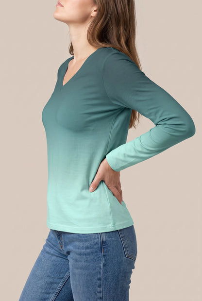 Chromis | Basic Damen Langarmshirt Mit V-Ausschnitt