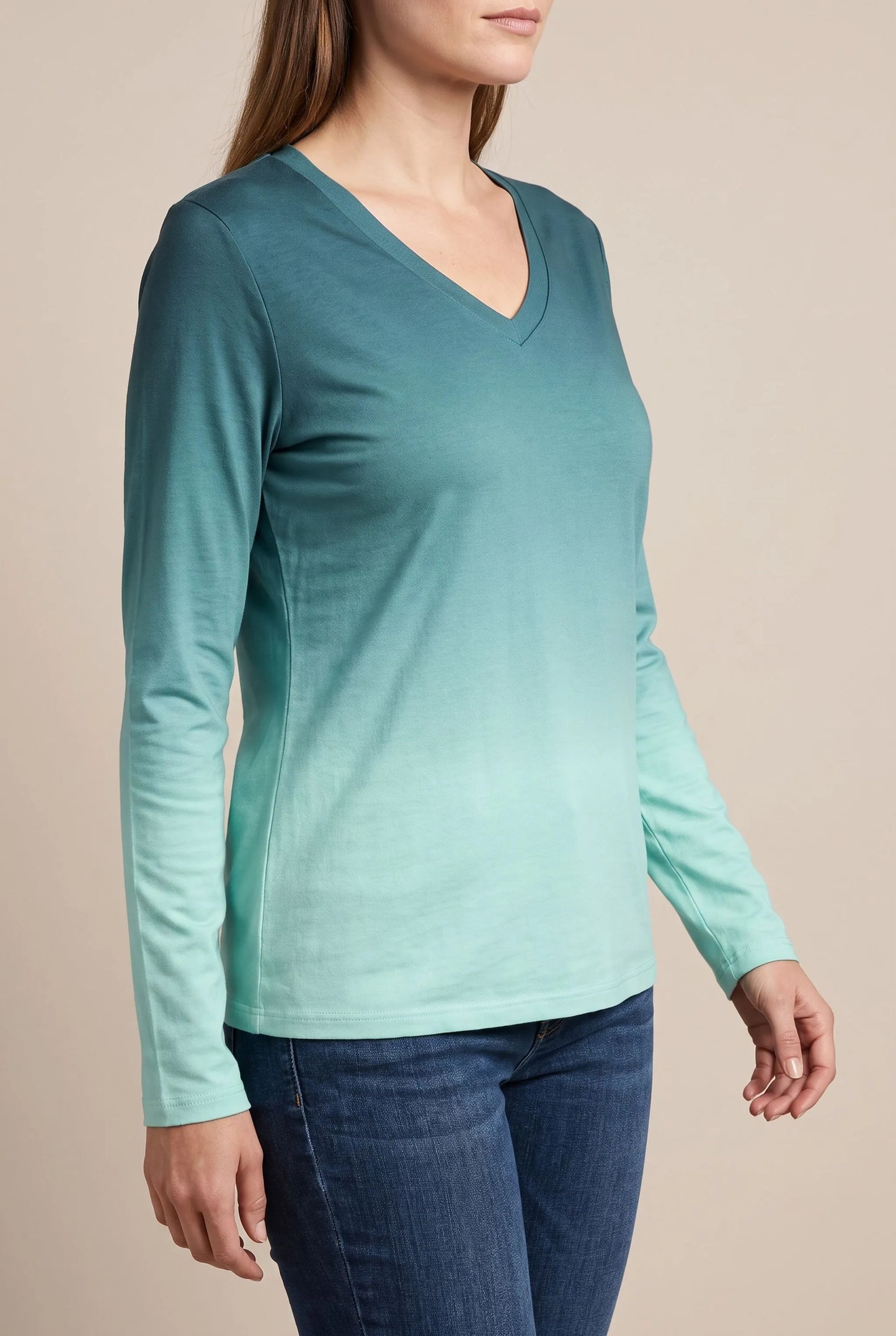 Chromis | Basic Damen Langarmshirt Mit V-Ausschnitt