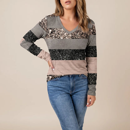 Chromis | Basic Damen Langarmshirt Mit V-Ausschnitt