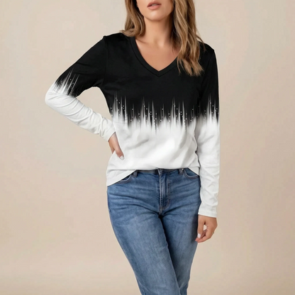 Chromis | Basic Damen Langarmshirt Mit V-Ausschnitt