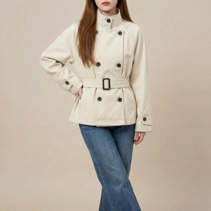 Cinchia | Eleganter Kurzer Trenchcoat Mit Stehkragen