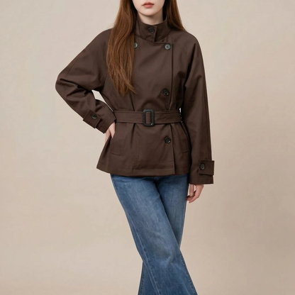 Cinchia | Eleganter Kurzer Trenchcoat Mit Stehkragen