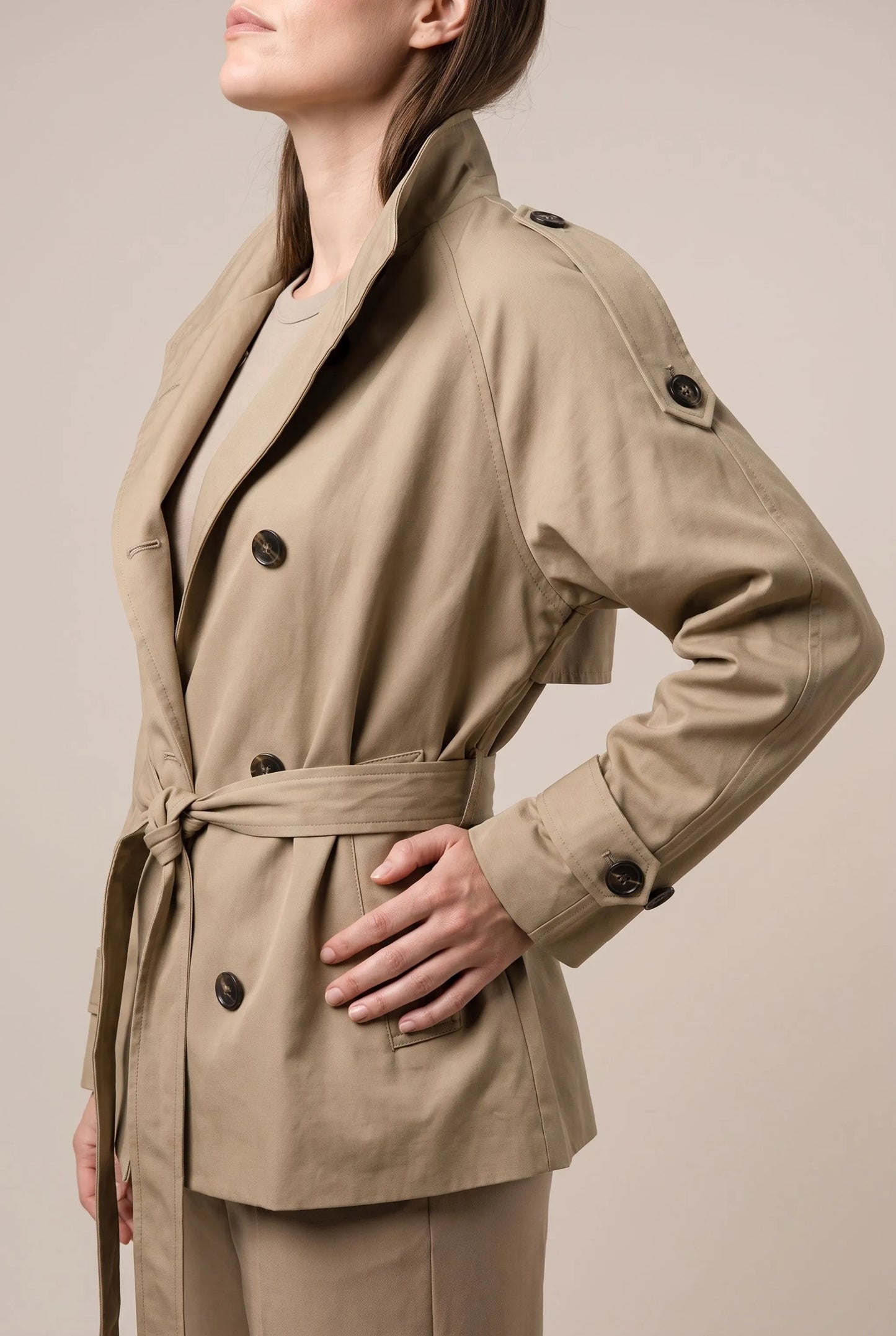 CityTrench | Kurzer Trenchcoat Mit Bindegürtel
