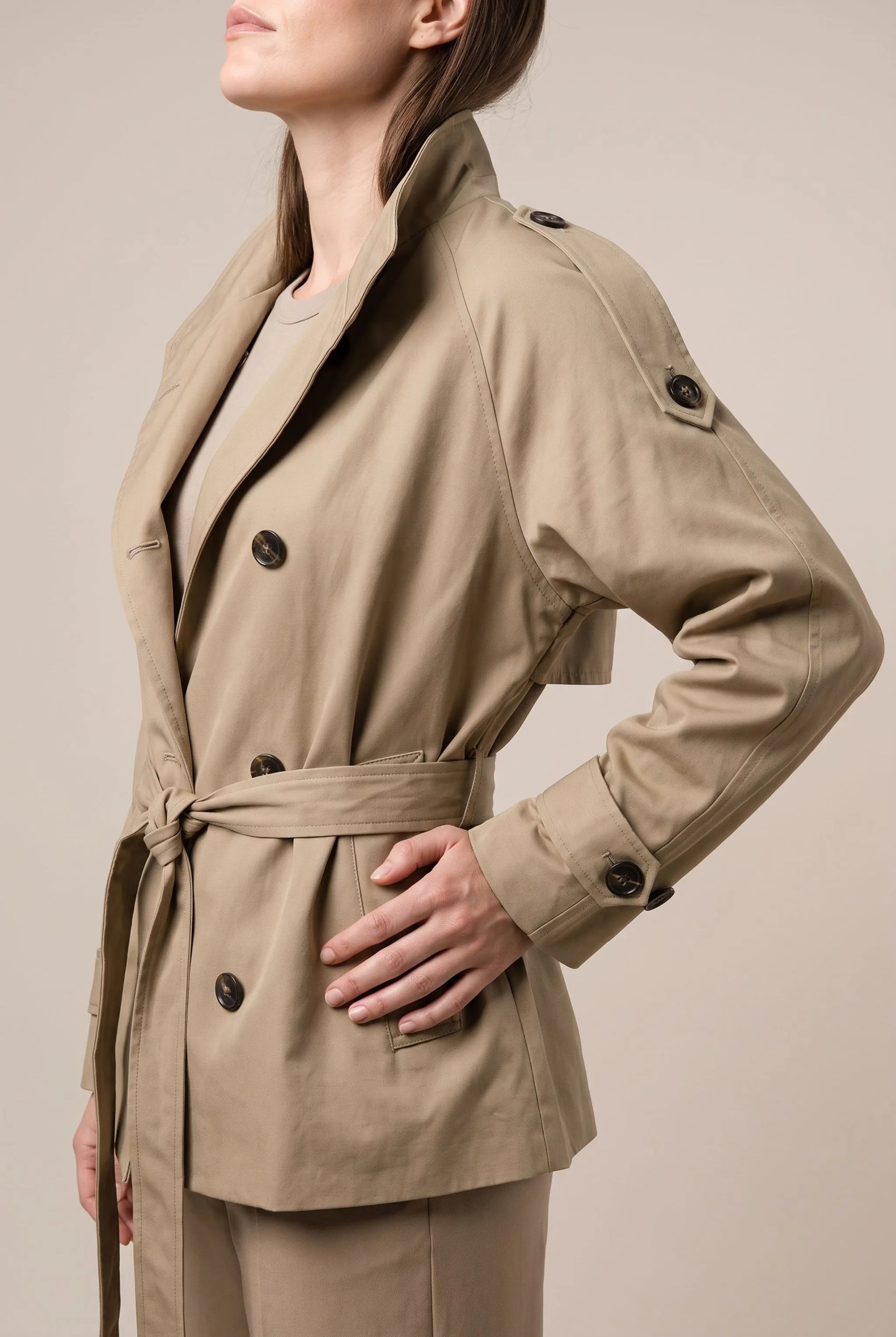 CityTrench | Kurzer Trenchcoat Mit Bindegürtel