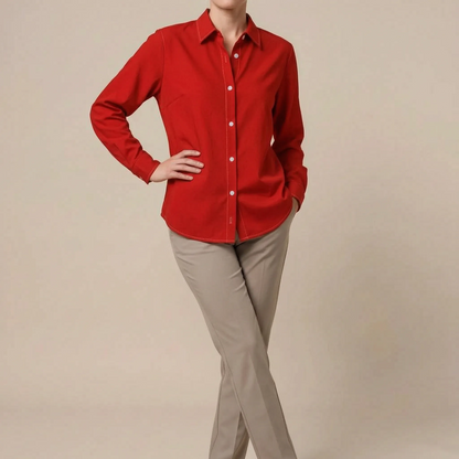 Clarise | Lockere Damenbluse Weiß Langarm