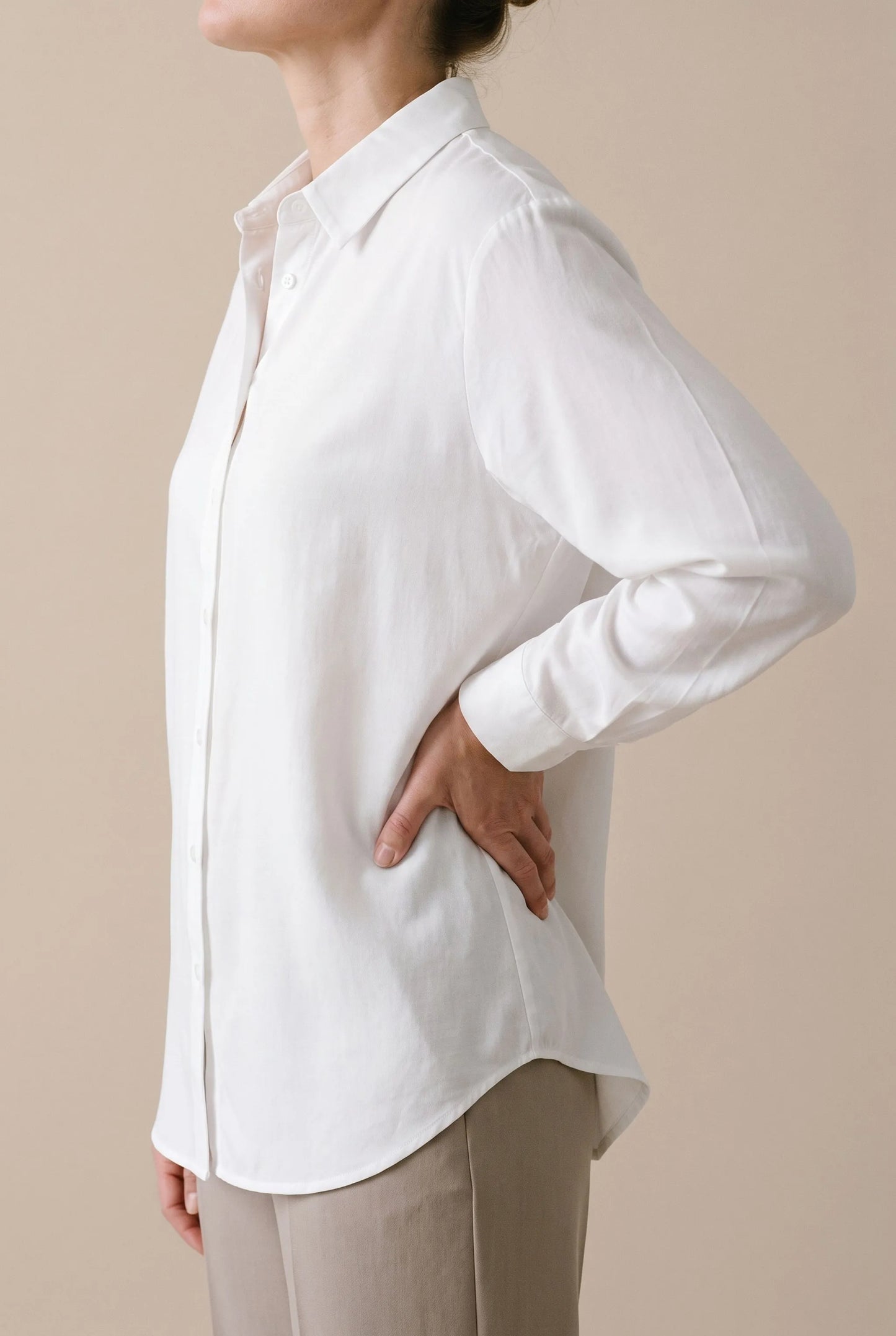 Clarise | Lockere Damenbluse Weiß Langarm