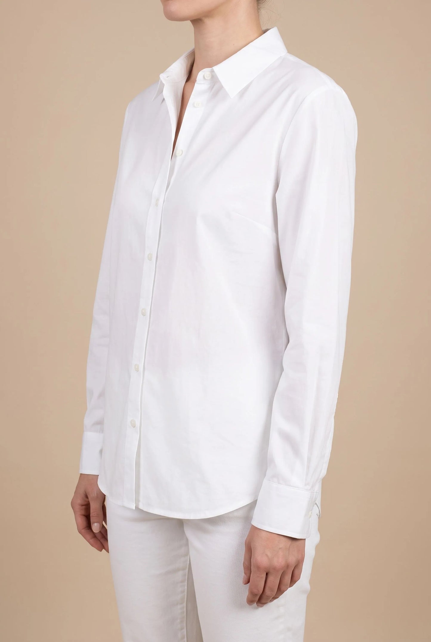 Clarise | Lockere Damenbluse Weiß Langarm
