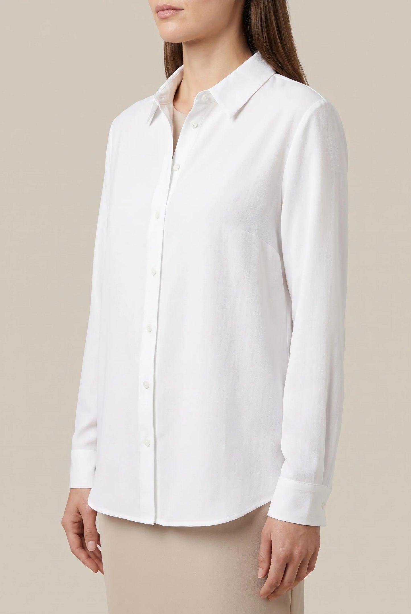 Clarise | Lockere Damenbluse Weiß Langarm