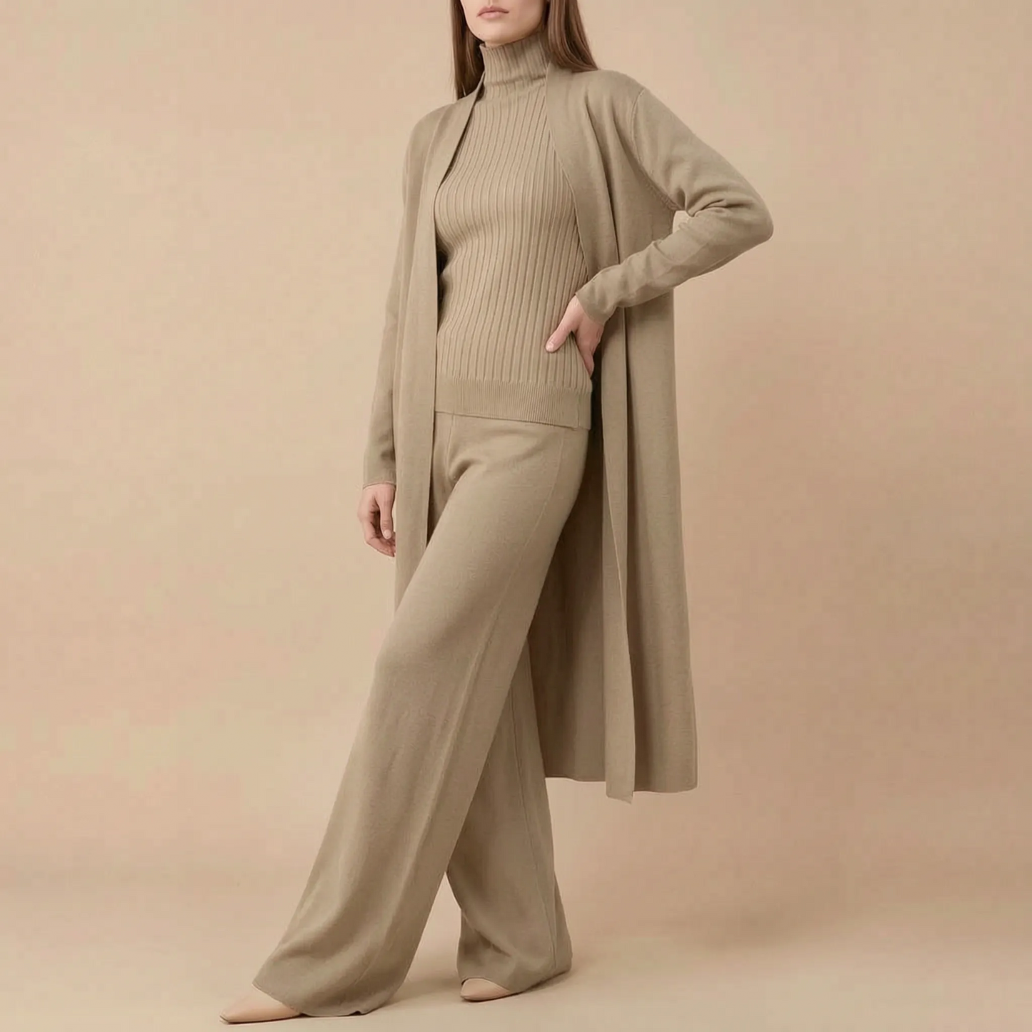 ComfyChic | Dreiteiliger Eleganter Strickanzug