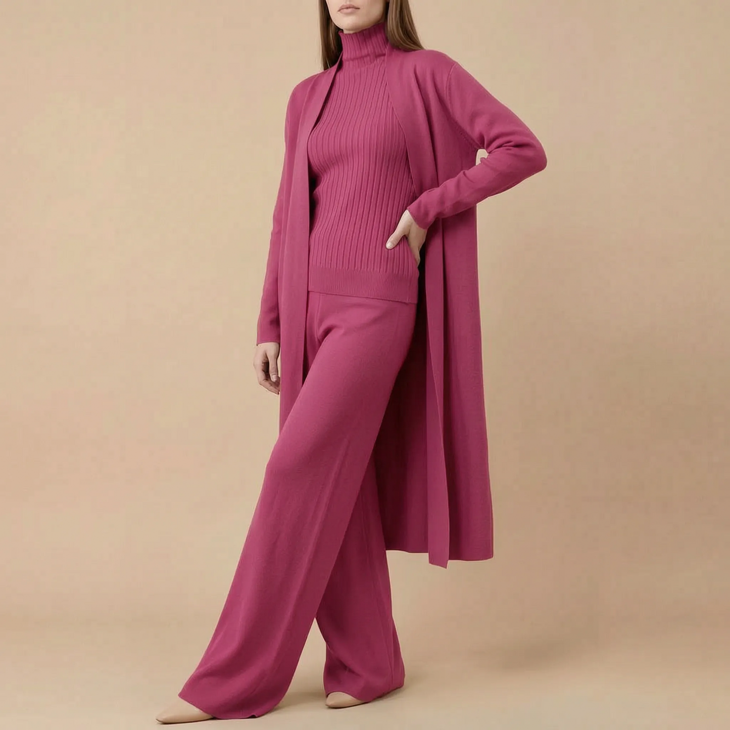 ComfyChic | Dreiteiliger Eleganter Strickanzug