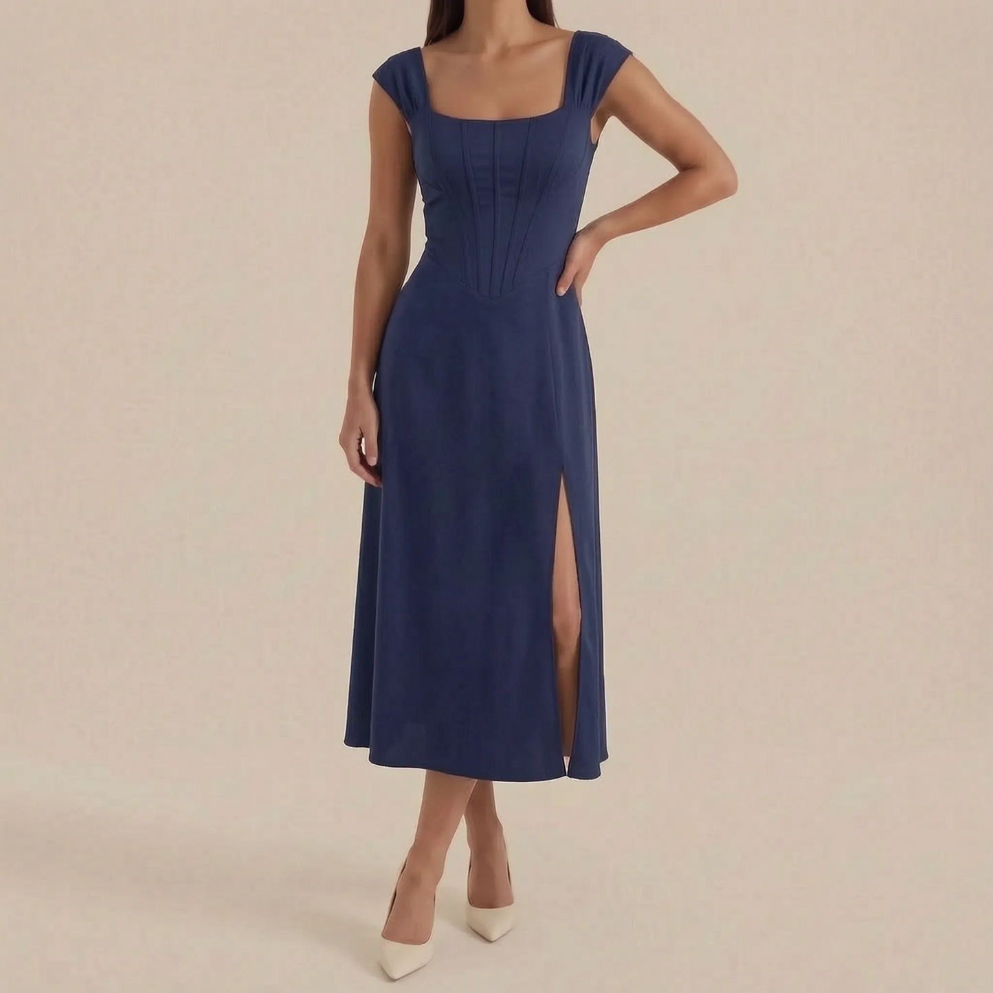 Coraza | Tailliertes Florales Sommerkleid In Midi-Länge