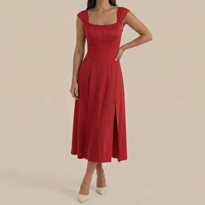 Coraza | Tailliertes Florales Sommerkleid In Midi-Länge