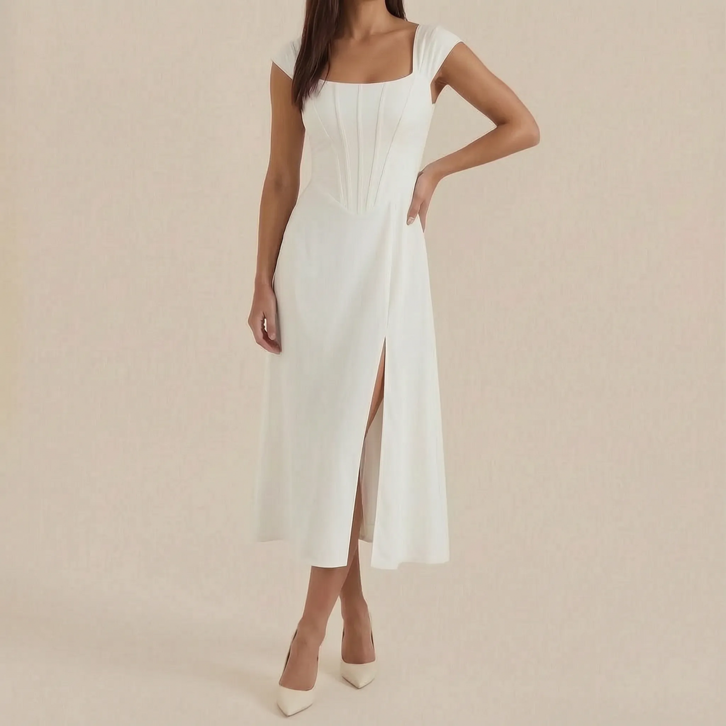 Coraza | Tailliertes Florales Sommerkleid In Midi-Länge