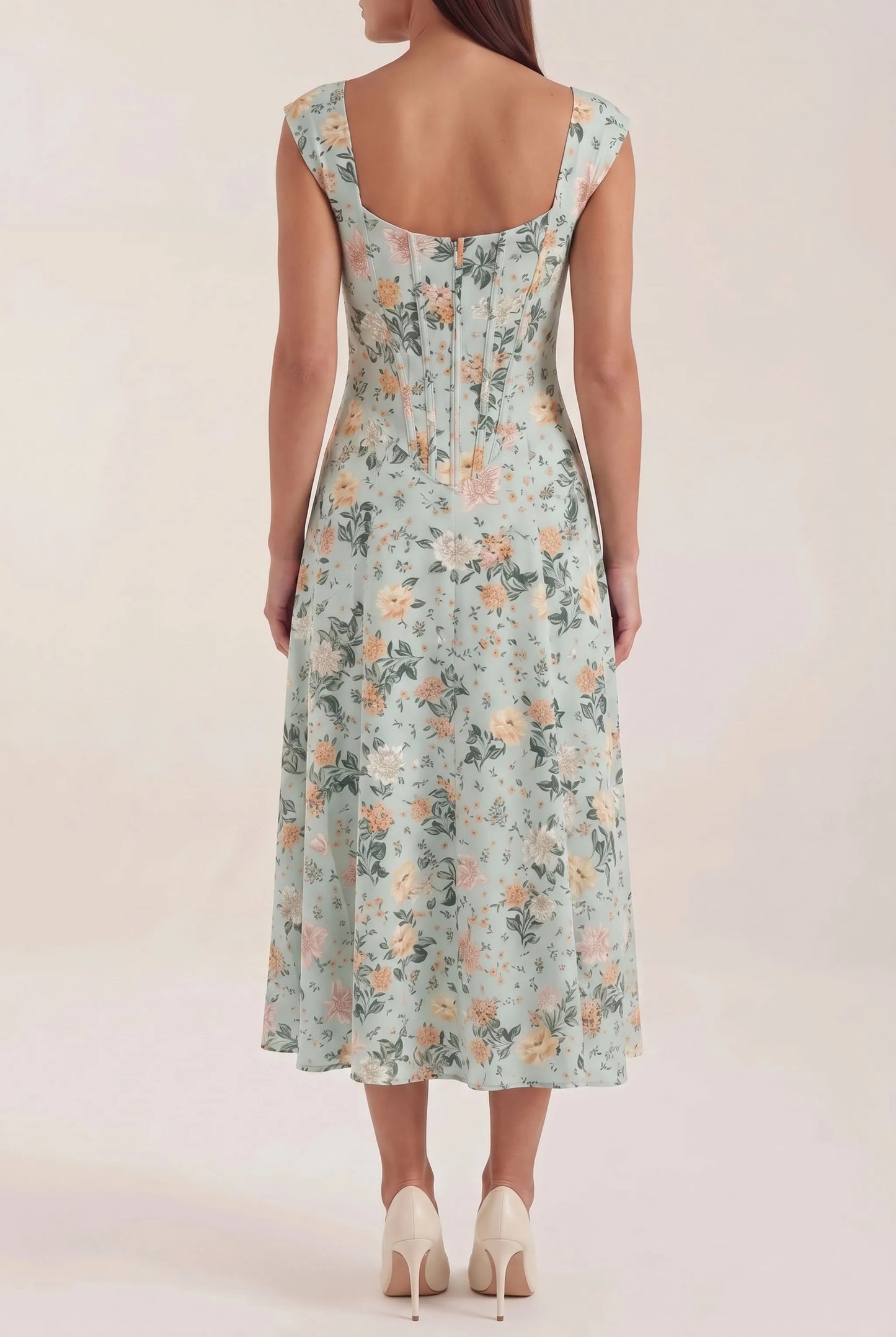 Coraza | Tailliertes Florales Sommerkleid In Midi-Länge