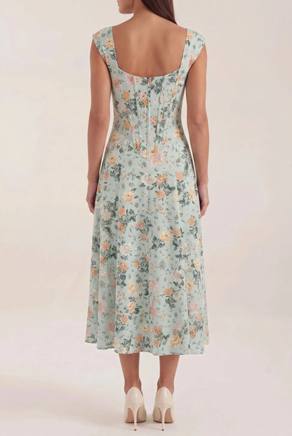 Coraza | Tailliertes Florales Sommerkleid In Midi-Länge