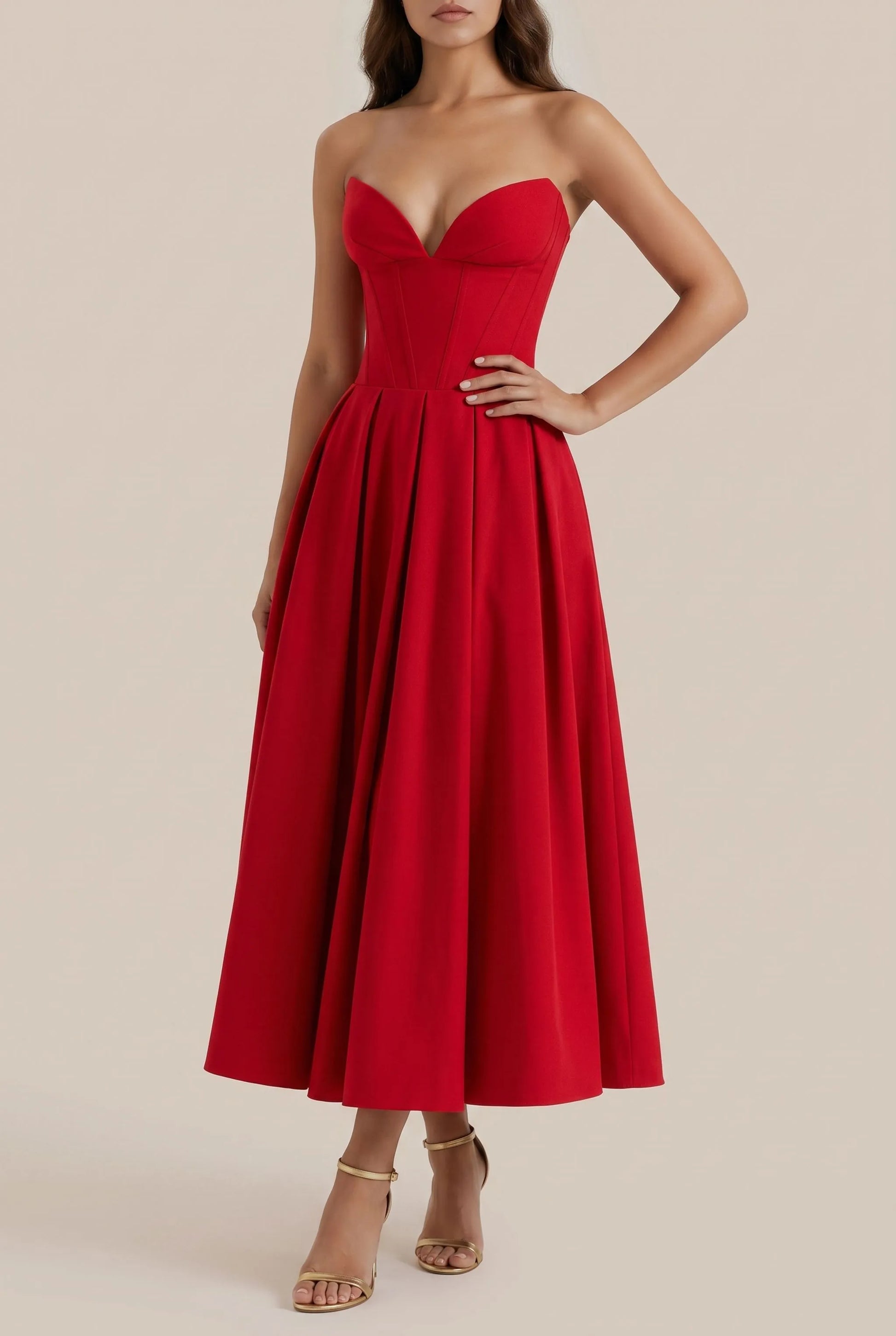 Corstia | Schulterfreies Rotes Abendkleid