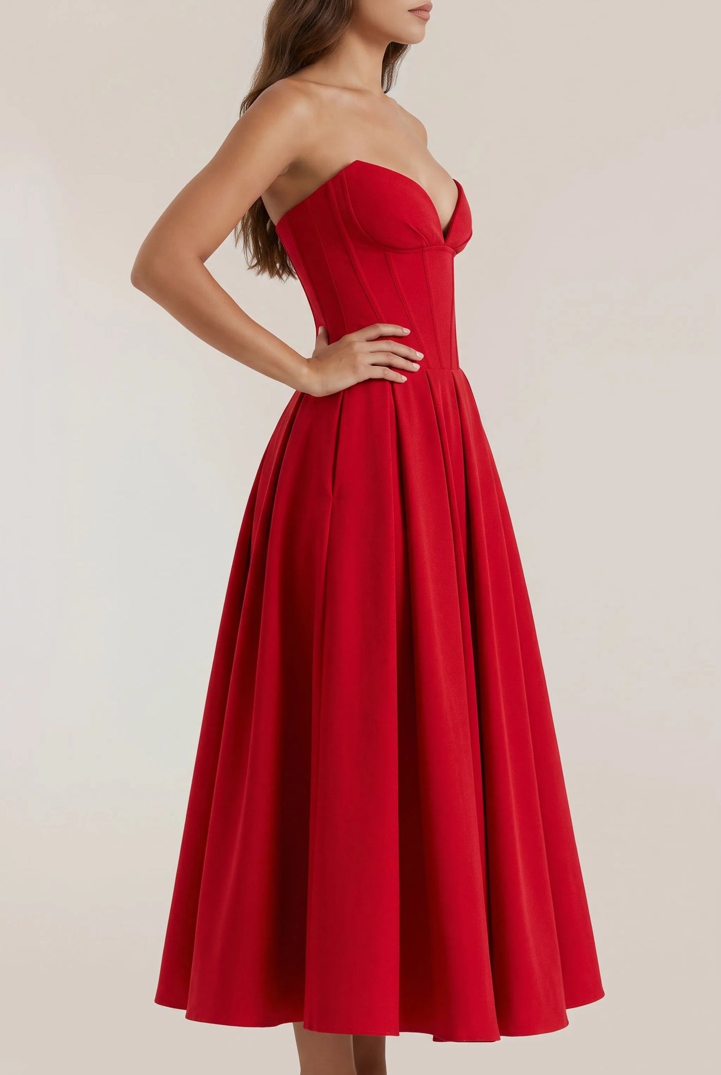 Corstia | Schulterfreies Rotes Abendkleid