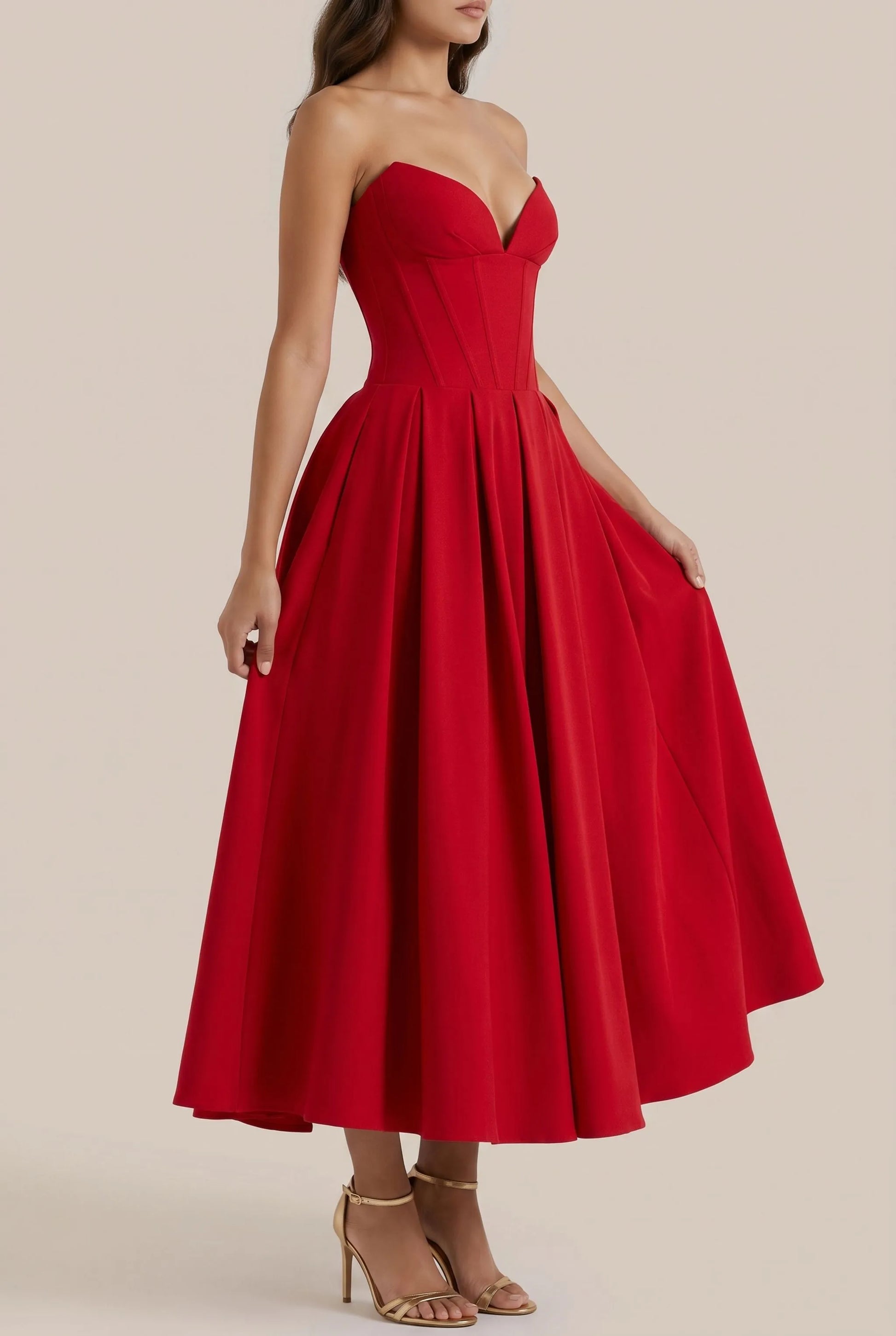 Corstia | Schulterfreies Rotes Abendkleid