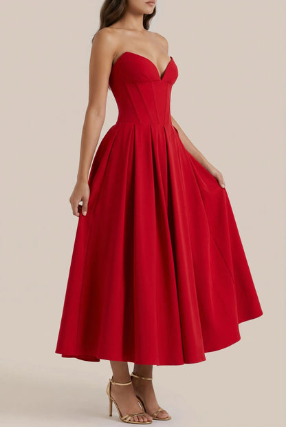 Corstia | Schulterfreies Rotes Abendkleid