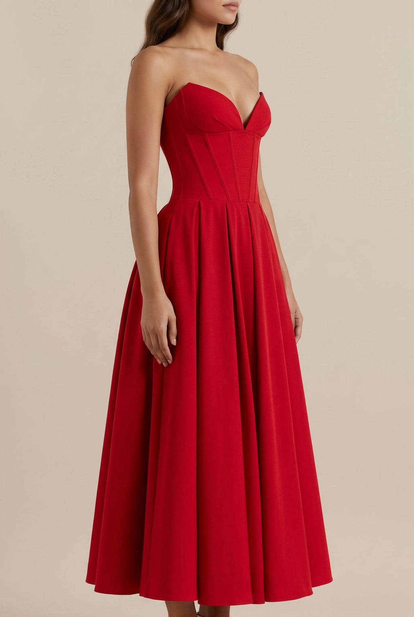 Corstia | Schulterfreies Rotes Abendkleid