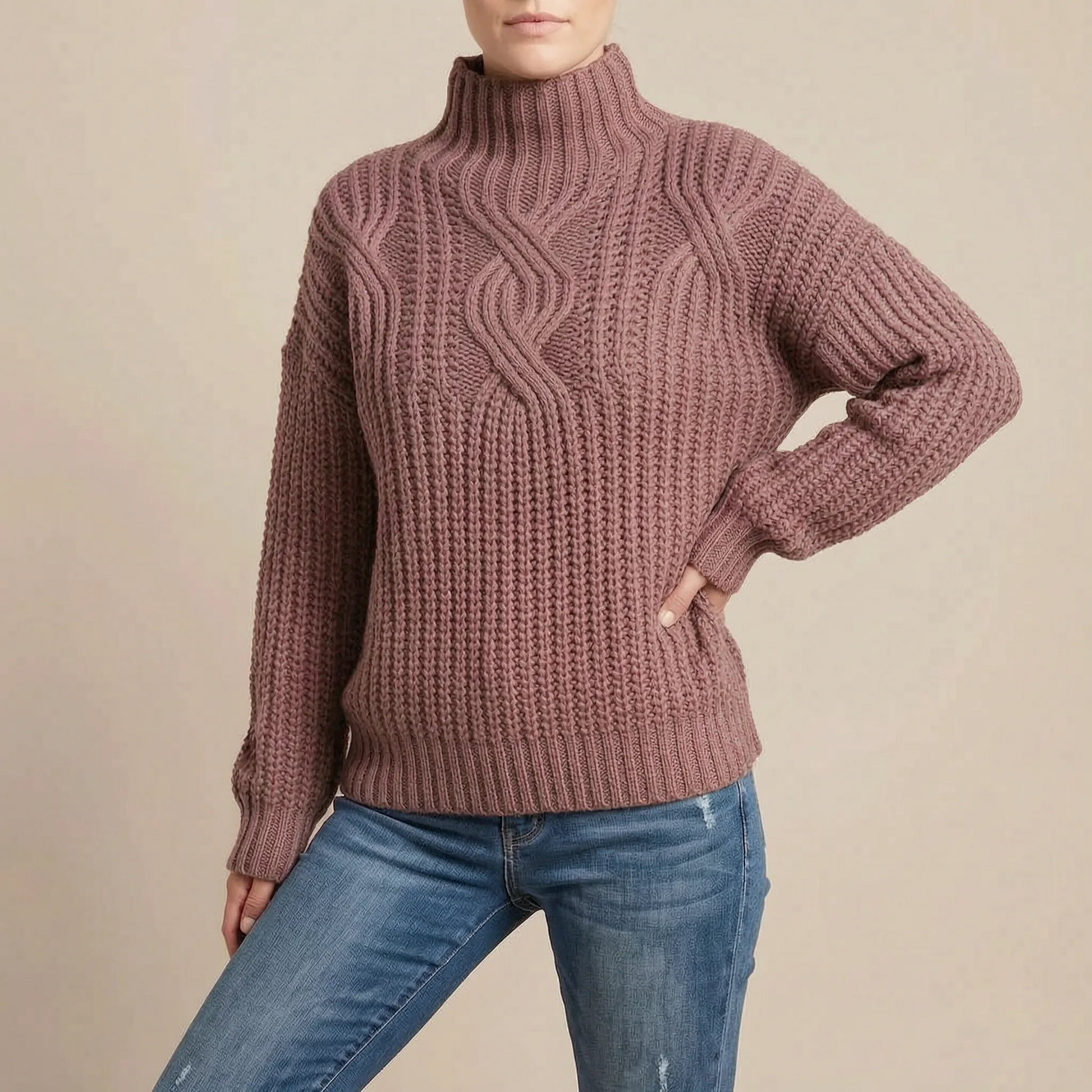 CozyChic | Eleganter Damenpullover Mit Zopfmuster