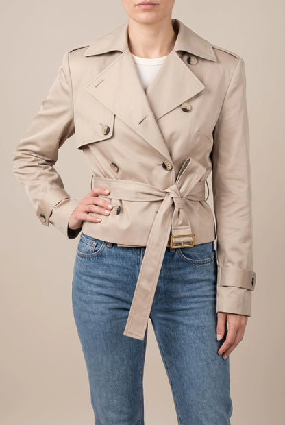 CropTrench | Kurzer Trenchcoat Mit Bindegürtel