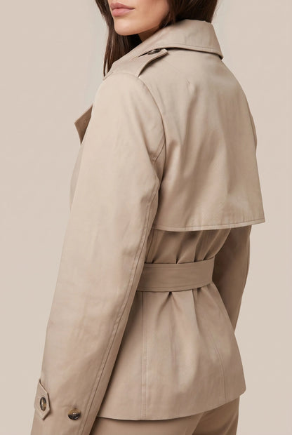 CropTrench | Kurzer Trenchcoat Mit Bindegürtel