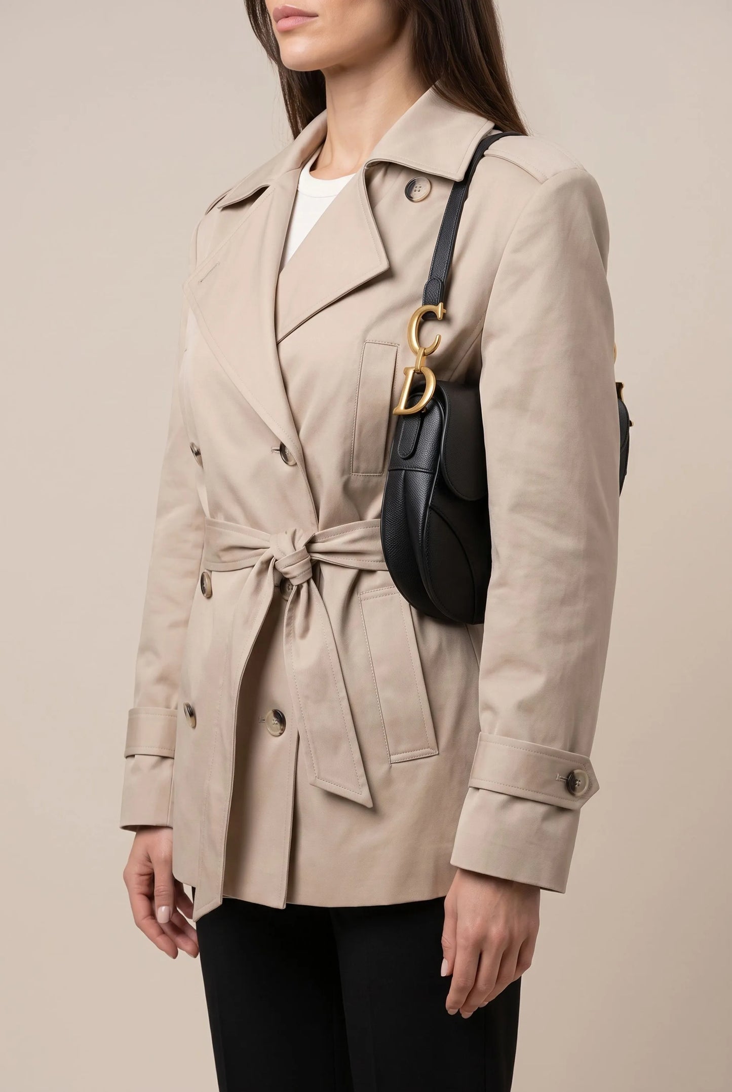CropTrench | Kurzer Trenchcoat Mit Bindegürtel