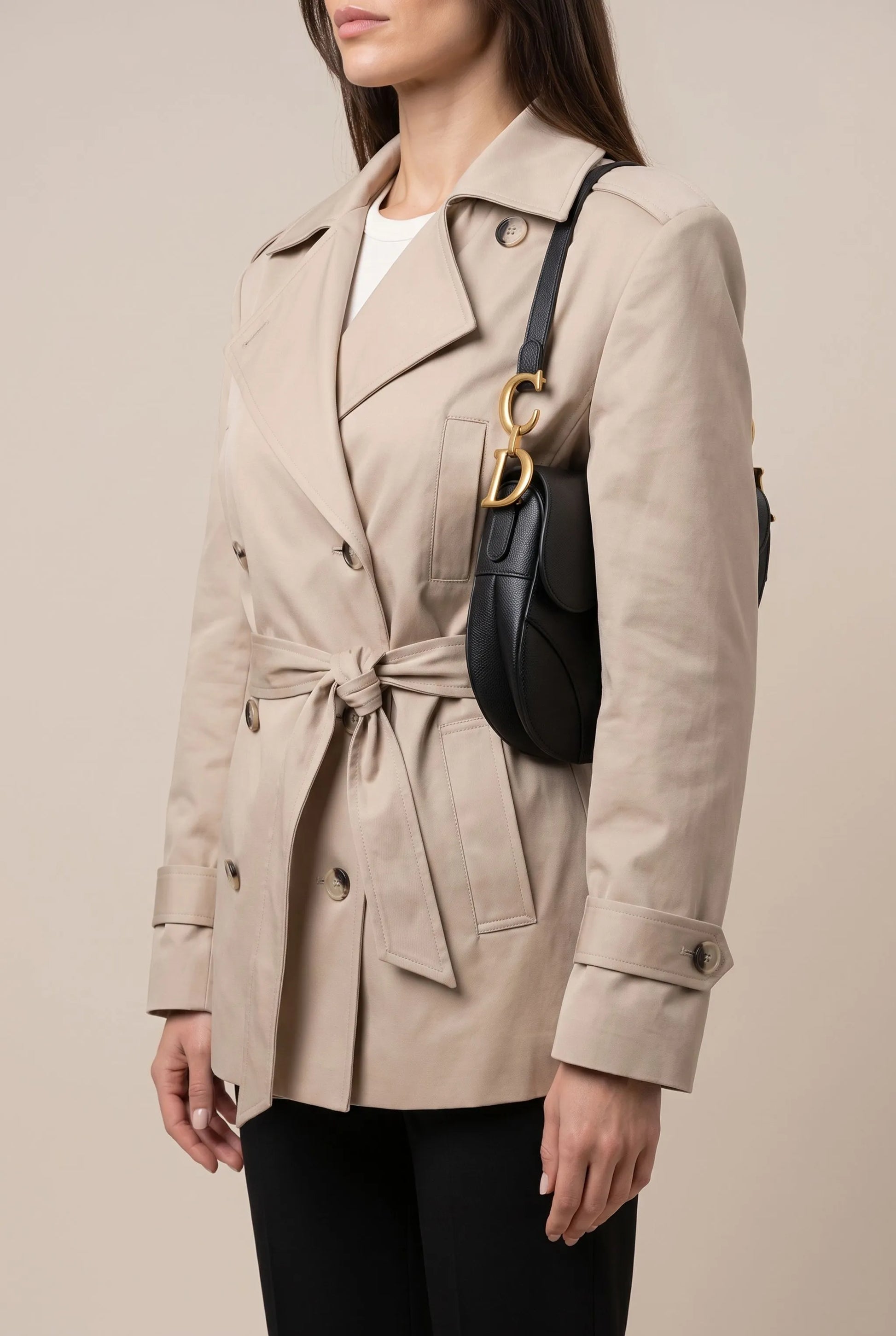 CropTrench | Kurzer Trenchcoat Mit Bindegürtel