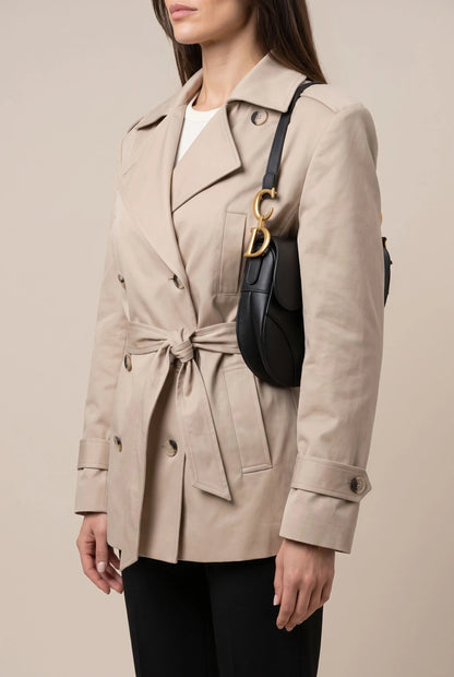 CropTrench | Kurzer Trenchcoat Mit Bindegürtel