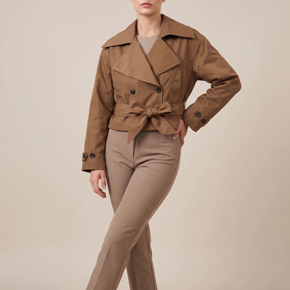 CropTrench | Kurzer Trenchcoat Mit Bindegürtel