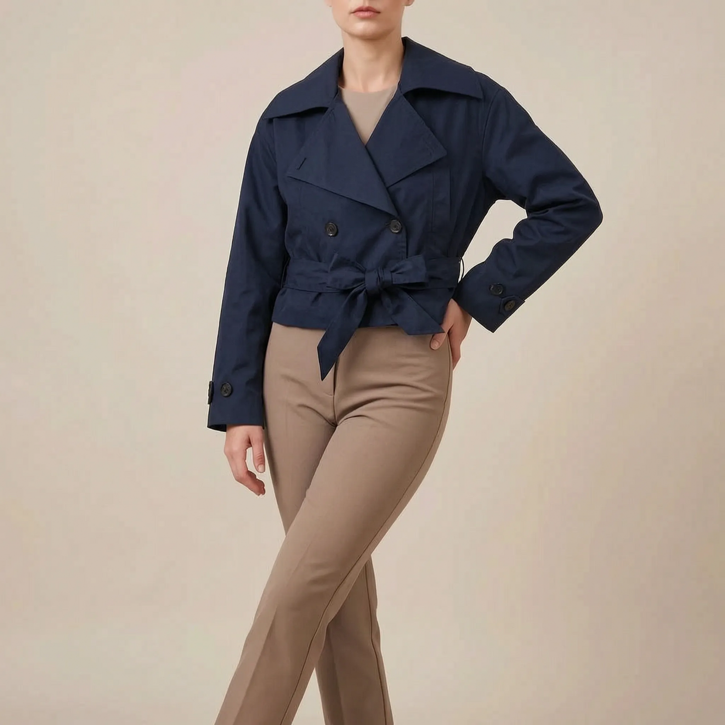 CropTrench | Kurzer Trenchcoat Mit Bindegürtel