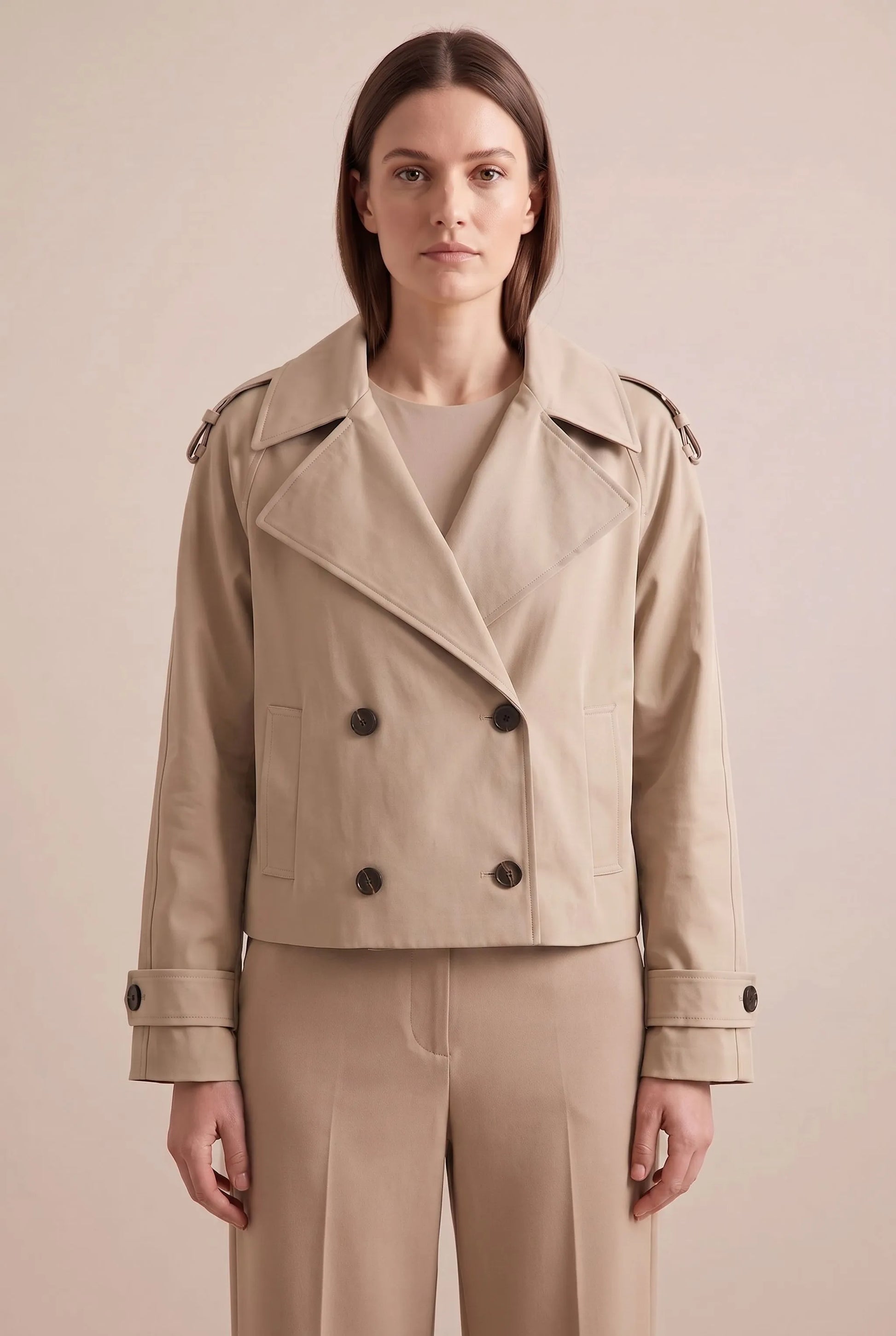 Croptique | Kurzer Trenchcoat Mit Bindegürtel