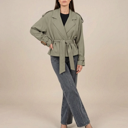 Croptique | Kurzer Trenchcoat Mit Bindegürtel