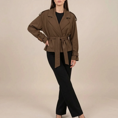 Croptique | Kurzer Trenchcoat Mit Bindegürtel