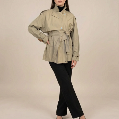 Croptique | Kurzer Trenchcoat Mit Bindegürtel