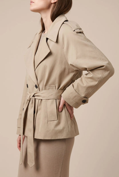 Croptique | Kurzer Trenchcoat Mit Bindegürtel