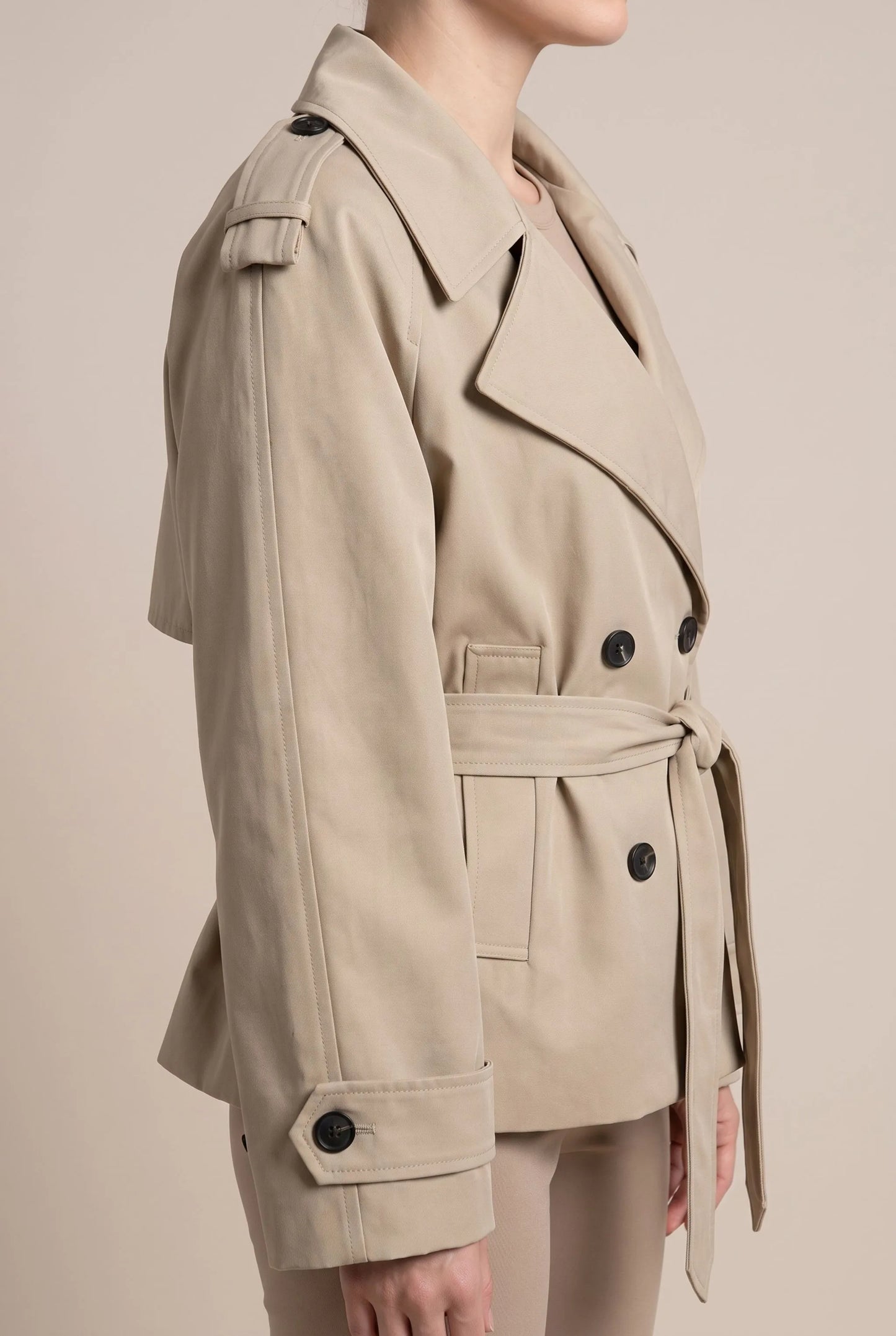 Croptique | Kurzer Trenchcoat Mit Bindegürtel