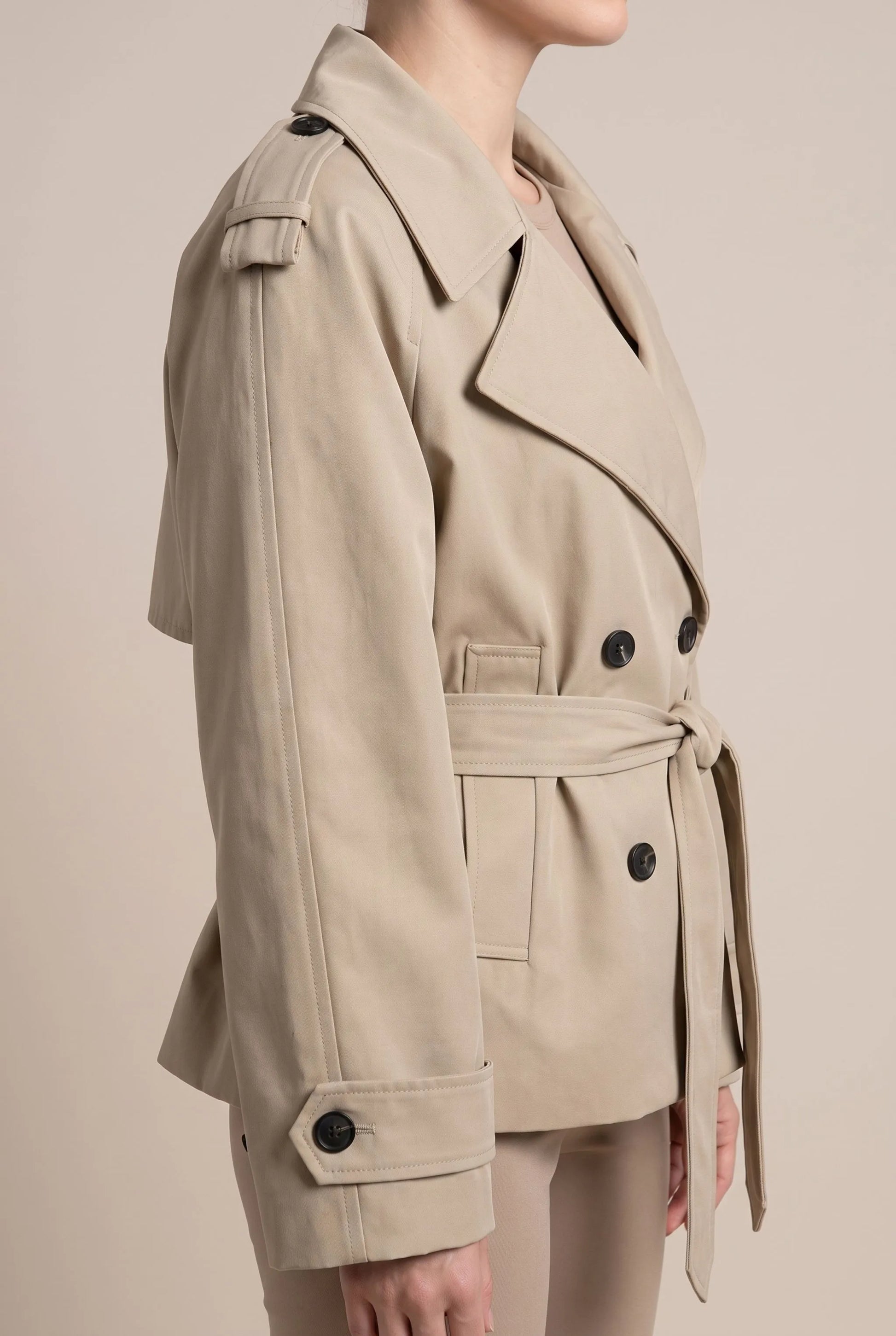 Croptique | Kurzer Trenchcoat Mit Bindegürtel