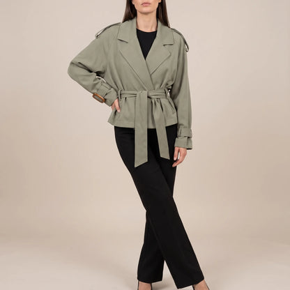Croptique | Kurzer Trenchcoat Mit Bindegürtel