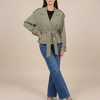 Croptique | Kurzer Trenchcoat Mit Bindegürtel