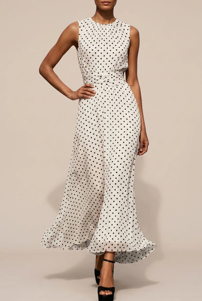 Dotify | Ärmelloses Polka-Dot Maxikleid