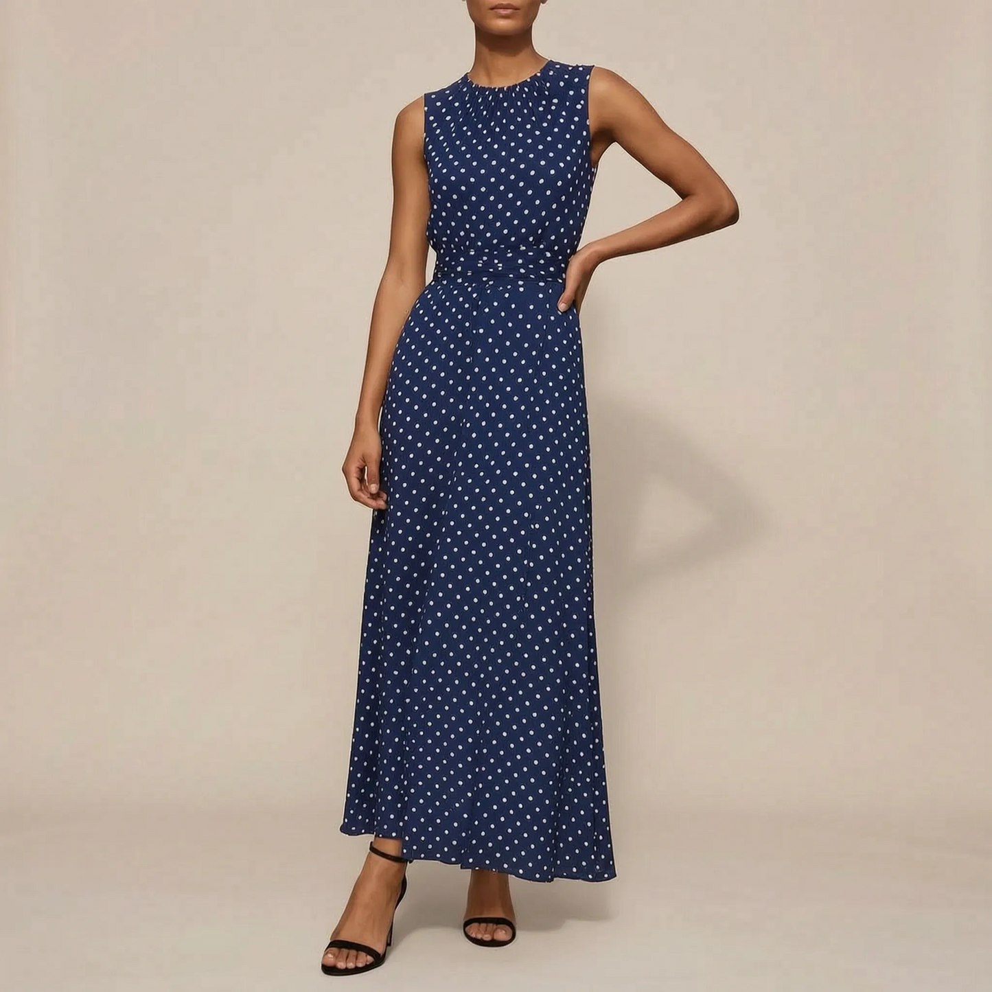 Dotify | Ärmelloses Polka-Dot Maxikleid