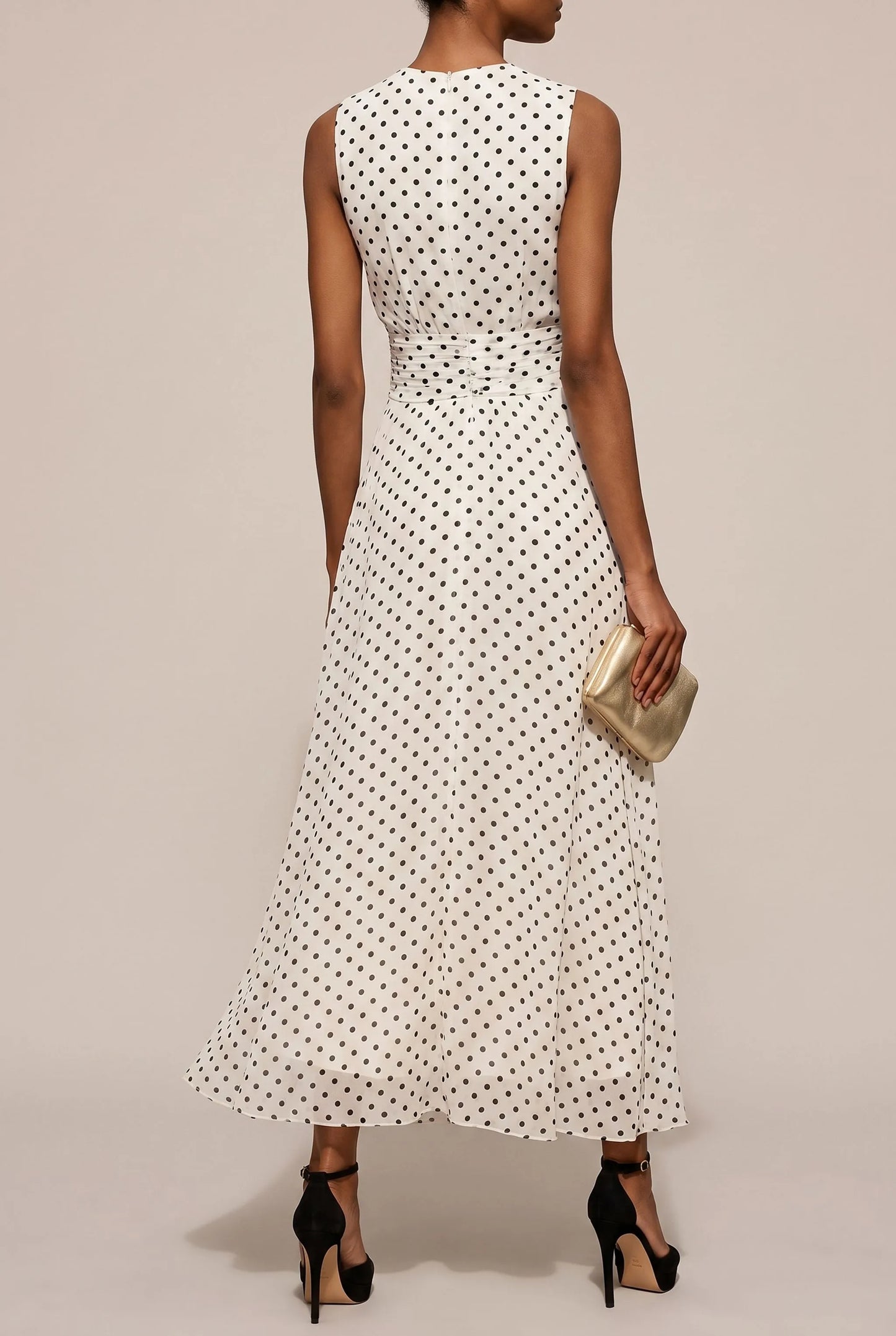 Dotify | Ärmelloses Polka-Dot Maxikleid