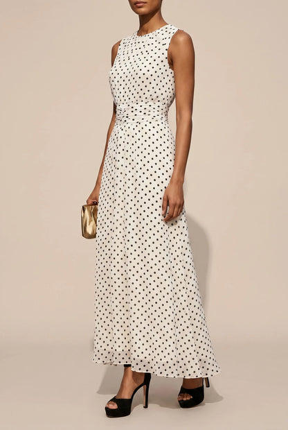 Dotify | Ärmelloses Polka-Dot Maxikleid