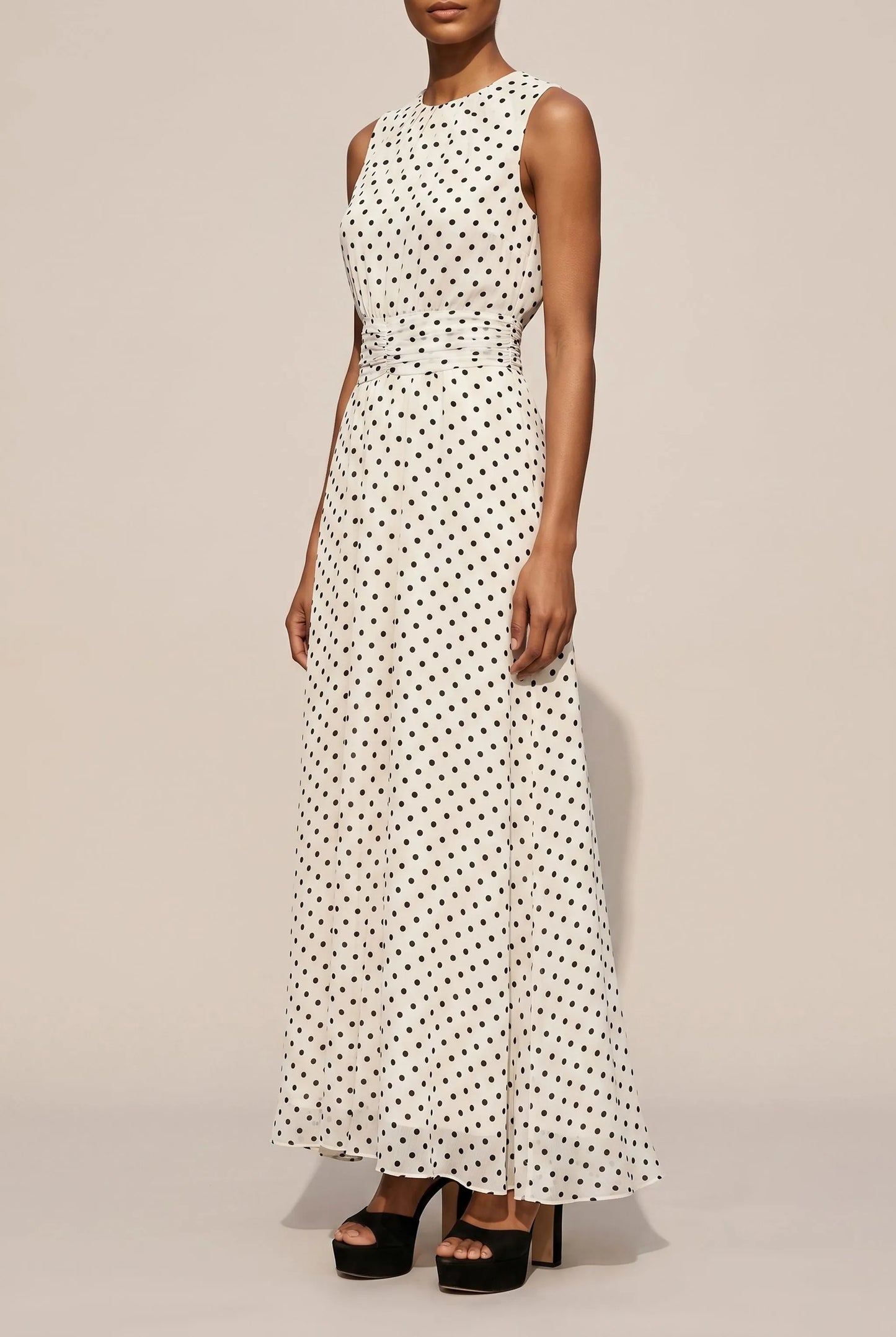 Dotify | Ärmelloses Polka-Dot Maxikleid